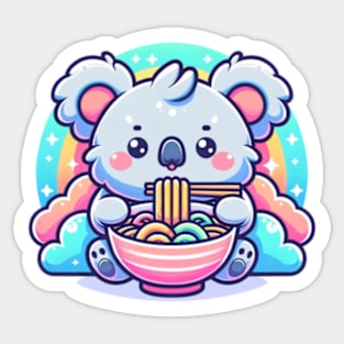 Cute Kawaii Koala Bear Eating Bowl of Ramen Pastel Anime Sticker